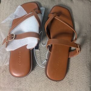 Torrid Brown Crisscross Buckle Sandals